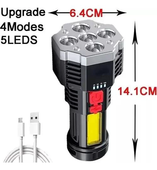 LINTERNA TACTICA RECARGABLE LED 1200 LUMENES RESISTENTE AL AGUA - 5