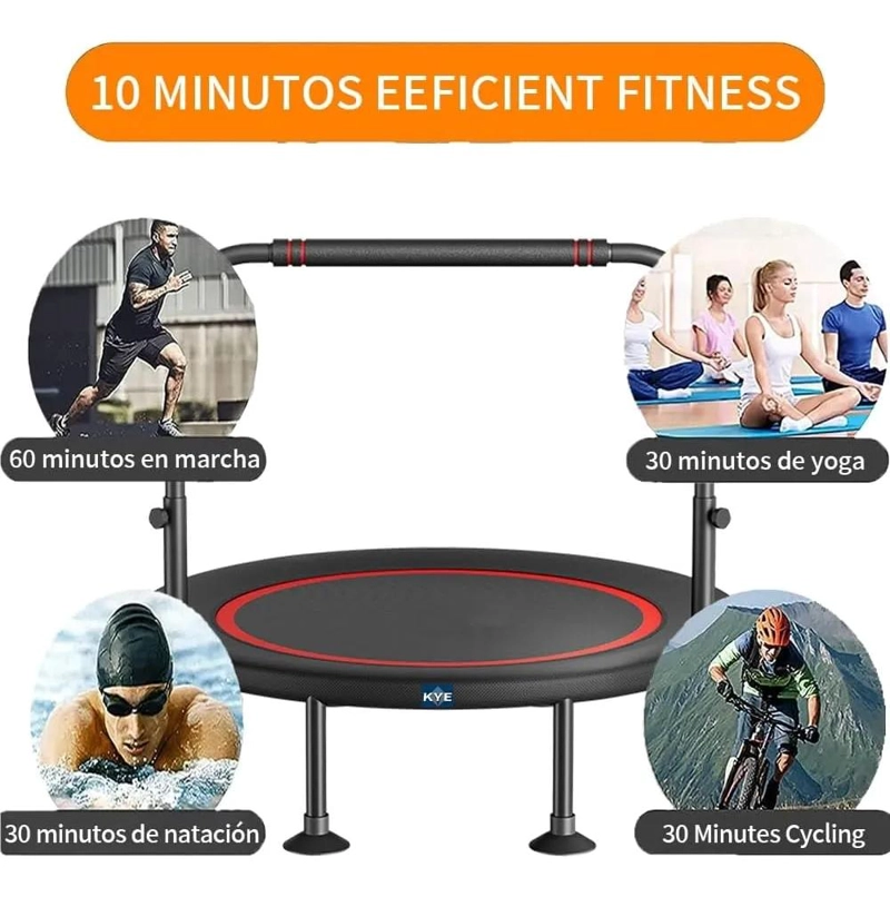 TRAMPOLIN PLEGABLE PARA EJERCICIO AEROBICO CON LIGAS FITNESS DE 100 CM - 4