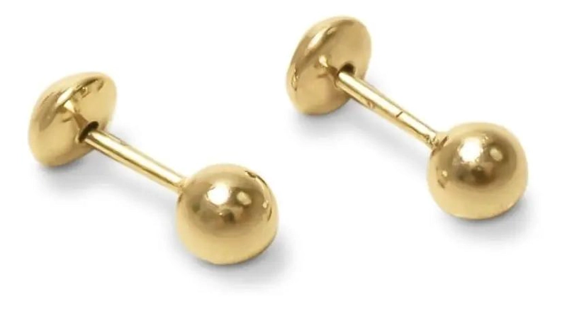 AROS PARA BEBE  CON BOLITA DE 3MM ENCHAPADO EN ORO 18 K - 1