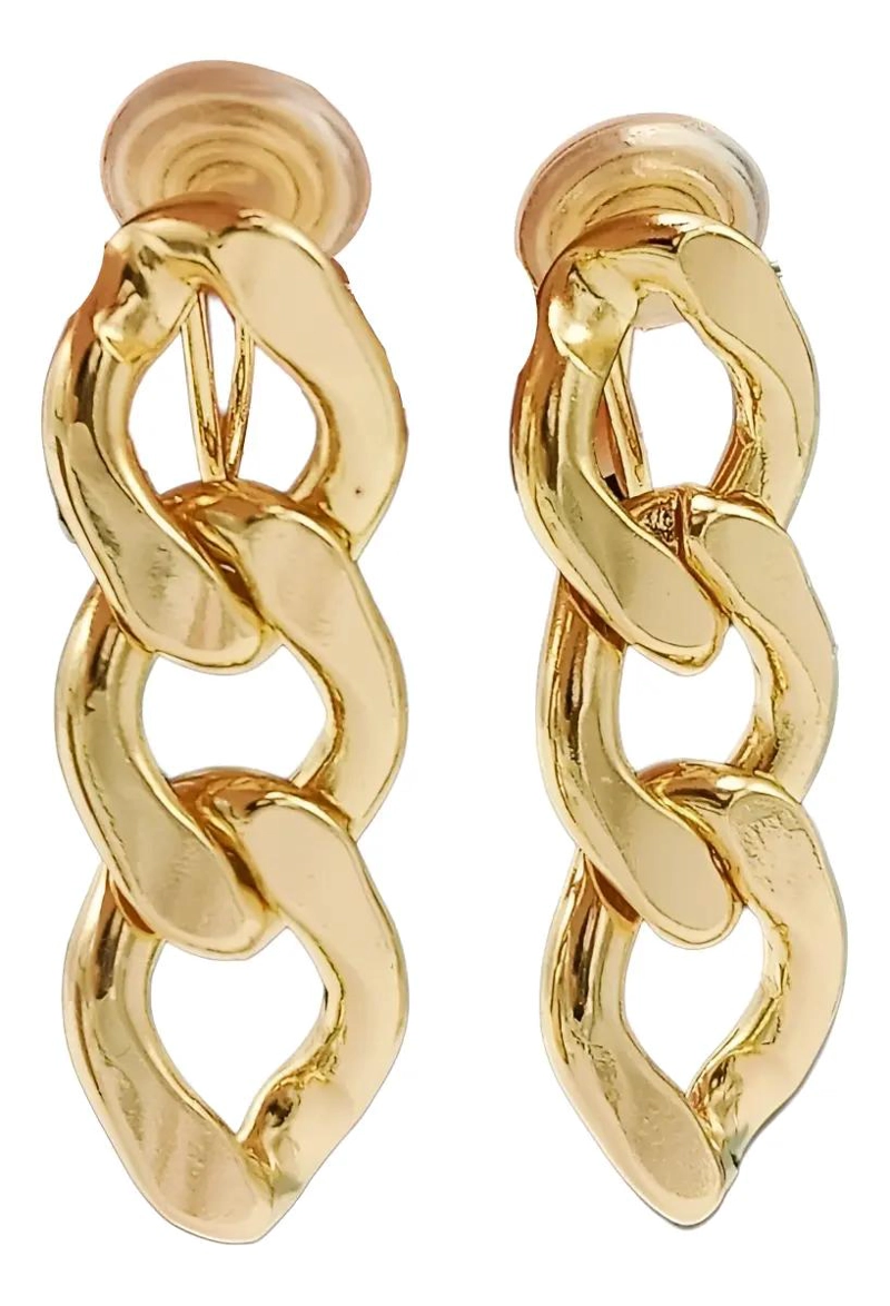 AROS ESLABONES CHAPADO EN ORO 18K ESTILO EARCUFF SIN PERFORACION - 1