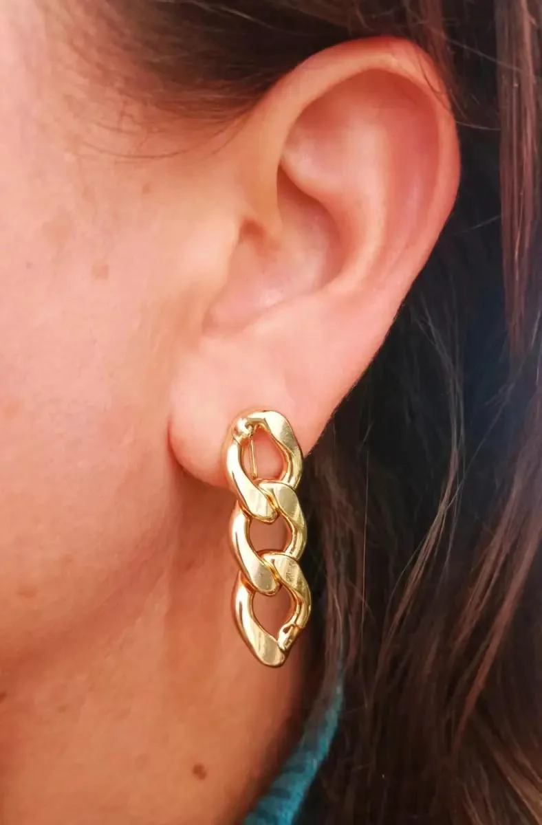AROS ESLABONES CHAPADO EN ORO 18K ESTILO EARCUFF SIN PERFORACION - 3