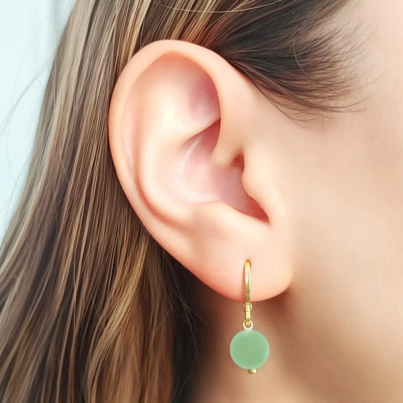 AROS ARGOLLA DE JADE DE 8 MM CON BAÑO DE ORO 18K - 2