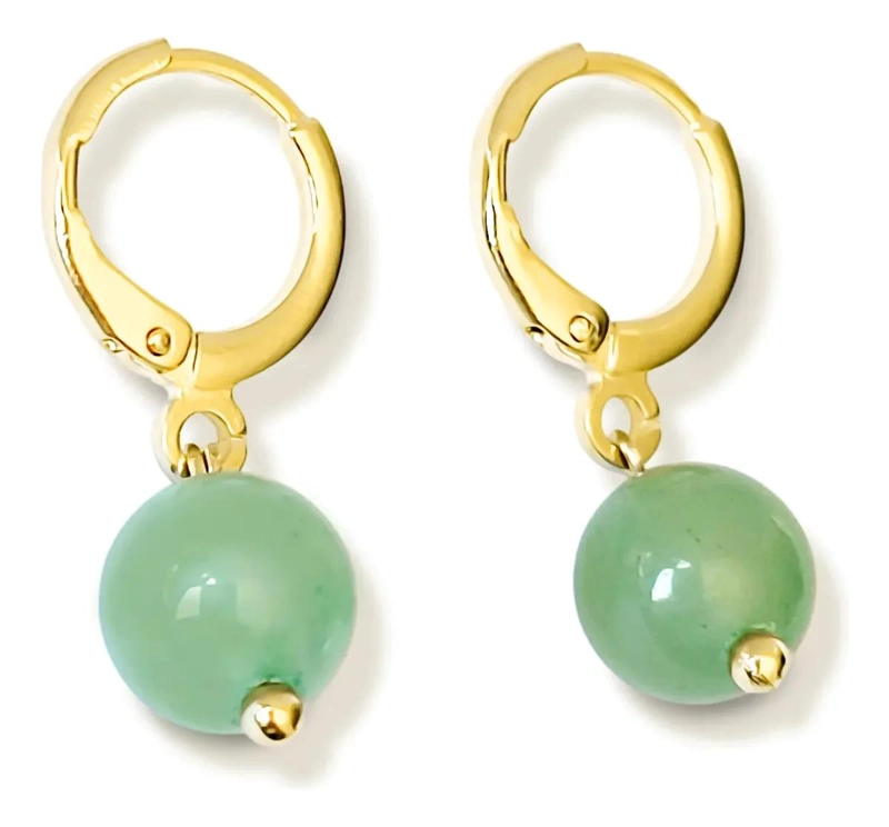 AROS ARGOLLA DE JADE DE 8 MM CON BAÑO DE ORO 18K - 3