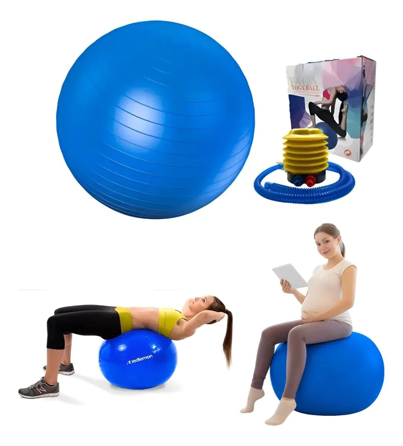 PELOTA DE YOGA ANTIDESLIZANTE DE 85 CM CON INFLADOR INCLUIDO - 1