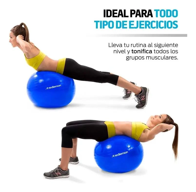 PELOTA DE YOGA ANTIDESLIZANTE DE 85 CM CON INFLADOR INCLUIDO - 4