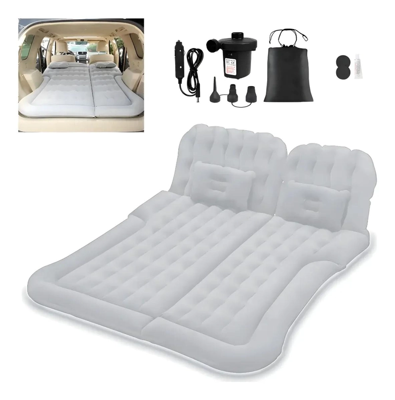COLCHON INFLABLE PARA AUTOMOVIL CON COMPRESOR Y DOS ALMOHADAS INCLUIDAS - 1