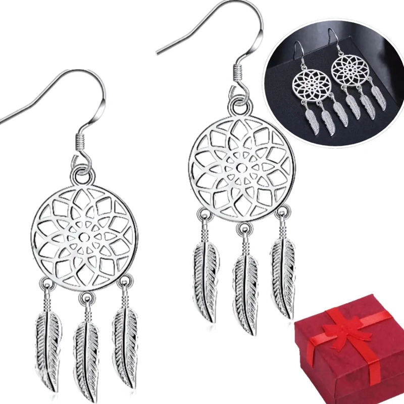 PENDIENTES COLGANTES ATRAPASUEÑOS EN PLATA 925 CON DISEÑO DELICADO - 1