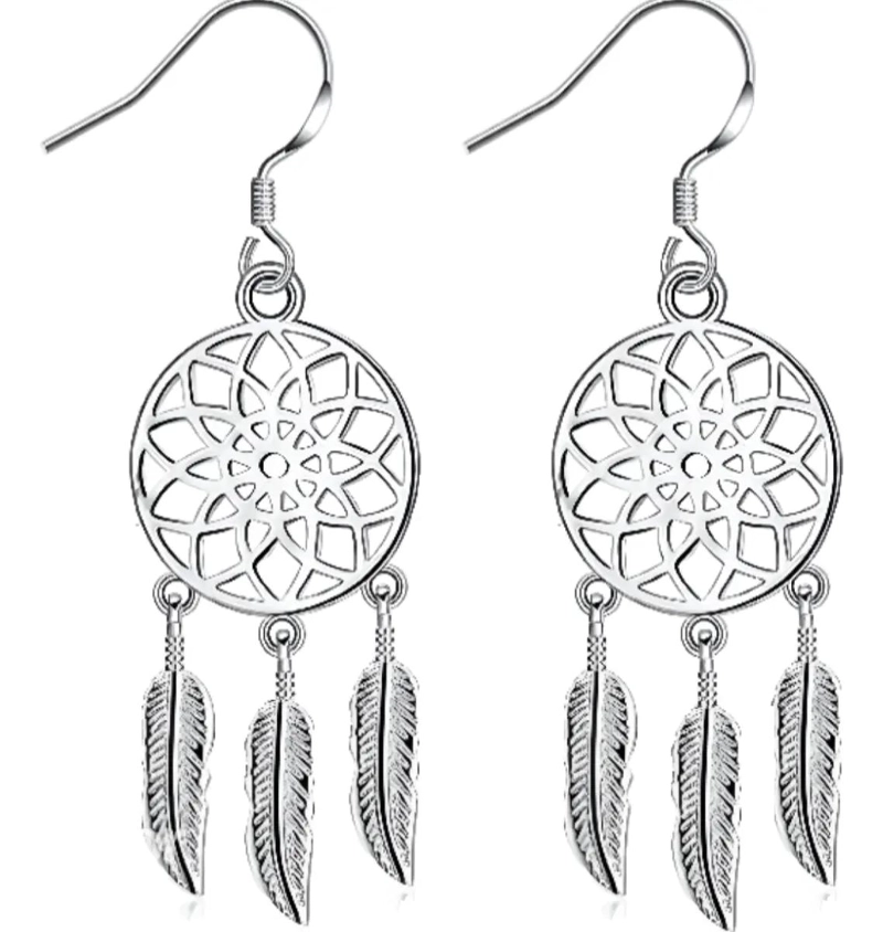 PENDIENTES COLGANTES ATRAPASUEÑOS EN PLATA 925 CON DISEÑO DELICADO - 2