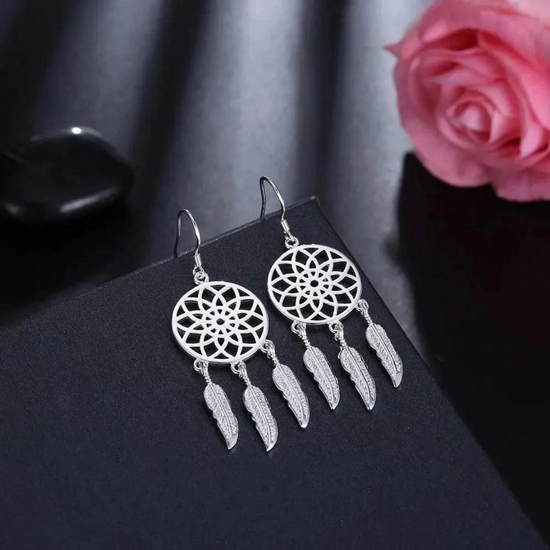 PENDIENTES COLGANTES ATRAPASUEÑOS EN PLATA 925 CON DISEÑO DELICADO - 3