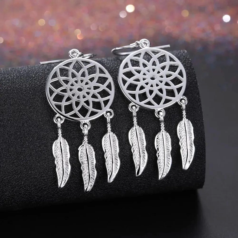 PENDIENTES COLGANTES ATRAPASUEÑOS EN PLATA 925 CON DISEÑO DELICADO - 5