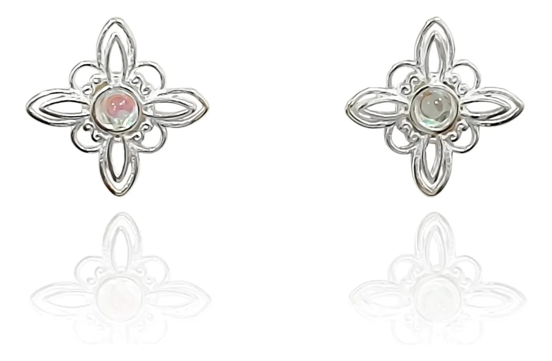 AROS CON DISEÑO DE NUDO TORNASOL EN PLATA FINA 925 - 1