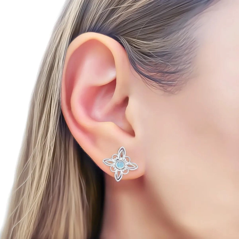 AROS CON DISEÑO DE NUDO TORNASOL EN PLATA FINA 925 - 3
