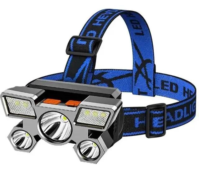 GENÉRICO LINTERNA DE CABEZA RECARGABLE CON 5 LEDS POTENTES PARA MINERIA