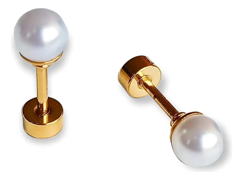 AROS DE PERLAS PARA BEBE  EN ACERO INOXIDABLE CON CIERRE ATORNILLADO - 1