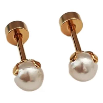AROS DE PERLAS PARA BEBE  EN ACERO INOXIDABLE CON CIERRE ATORNILLADO - 2