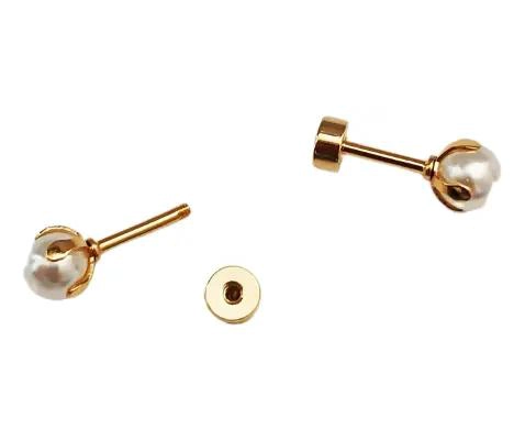 AROS DE PERLAS PARA BEBE  EN ACERO INOXIDABLE CON CIERRE ATORNILLADO - 5