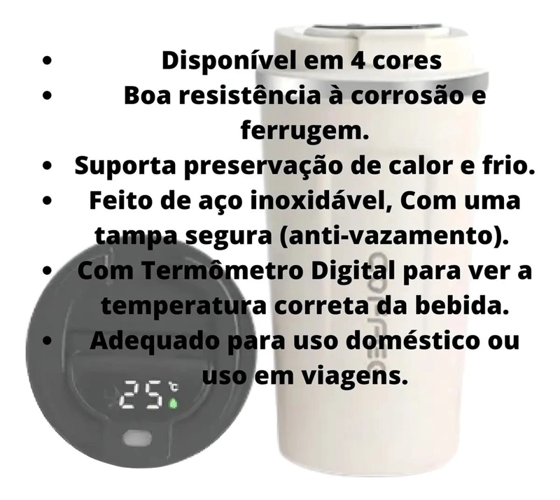 TAZA TE RMICA PARA CAFE  Y CERVEZA CON TERMOMETRO INTEGRADA COLOR NEGRO - 2