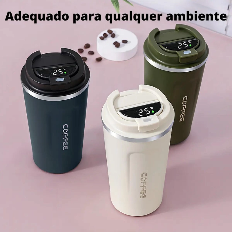 TAZA TE RMICA PARA CAFE  Y CERVEZA CON TERMOMETRO INTEGRADA COLOR NEGRO - 4