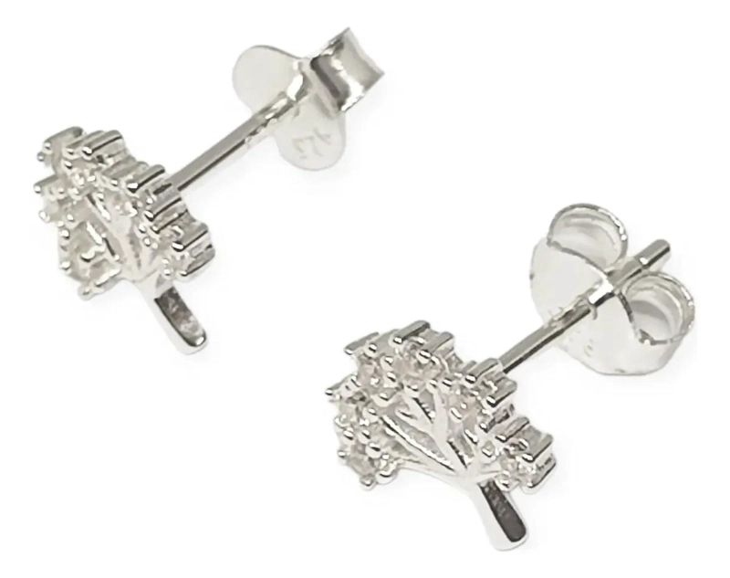 AROS CON DISEÑO DE ARBOL Y CIRCONES EN PLATA FINA 925 - 3