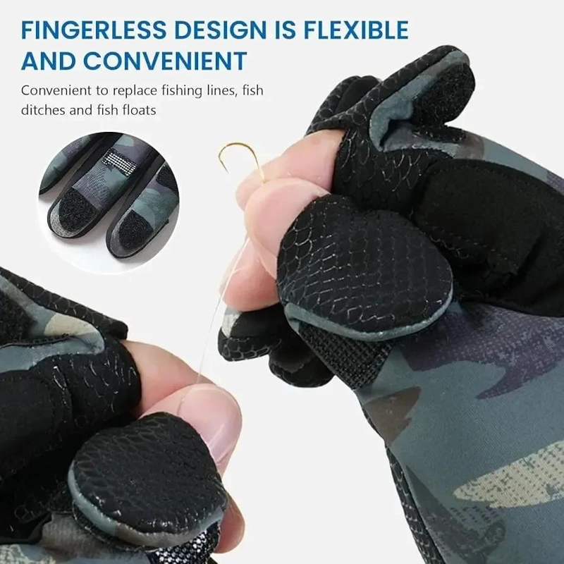 GUANTES DE PESCA IMPERMEABLES CON TAPA EN DEDOS Y ANTIDESLIZANTE - 3
