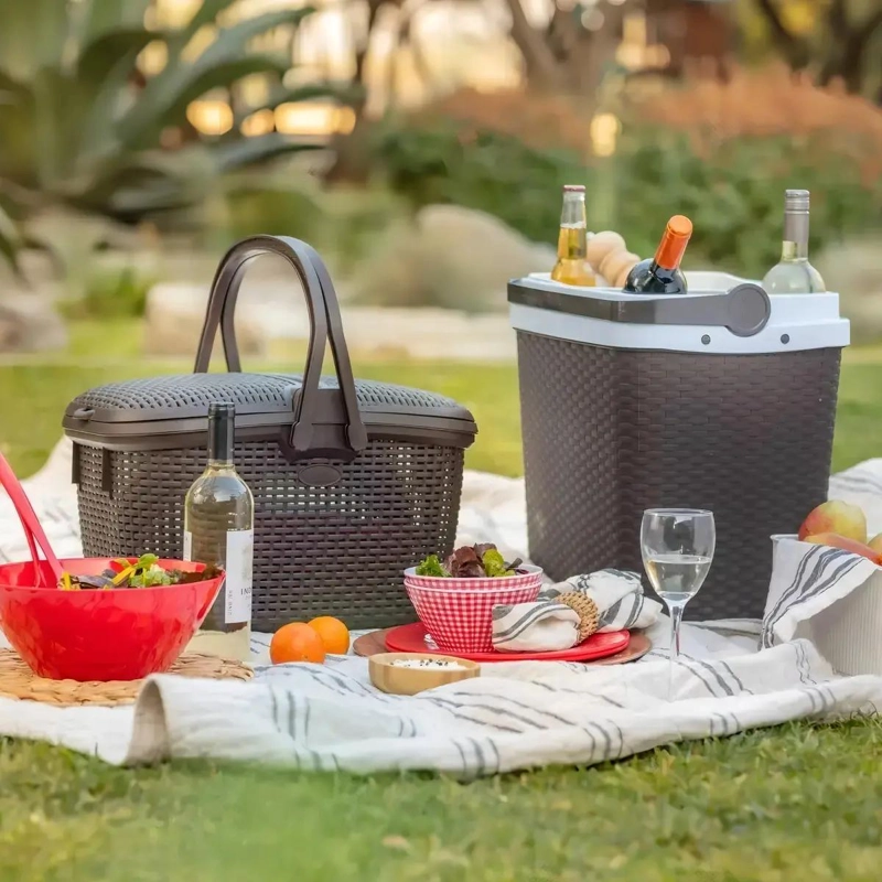 NEVERA PORTATIL DE 35 LITROS CON DISEÑO DE RATAN PARA CAMPING - 5