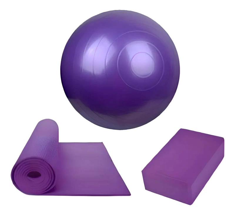 SET DE PILATES CON PELOTA, MAT ANTIDESLIZANTE DE 10MM Y LADRILLO DE SOPORTE - 1