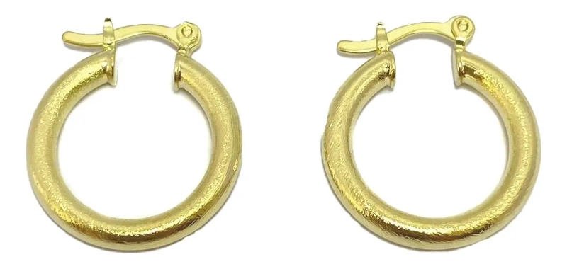 AROS ARGOLLA SATINADA DE 20 MM CON BAÑO DE ORO 18K - 1