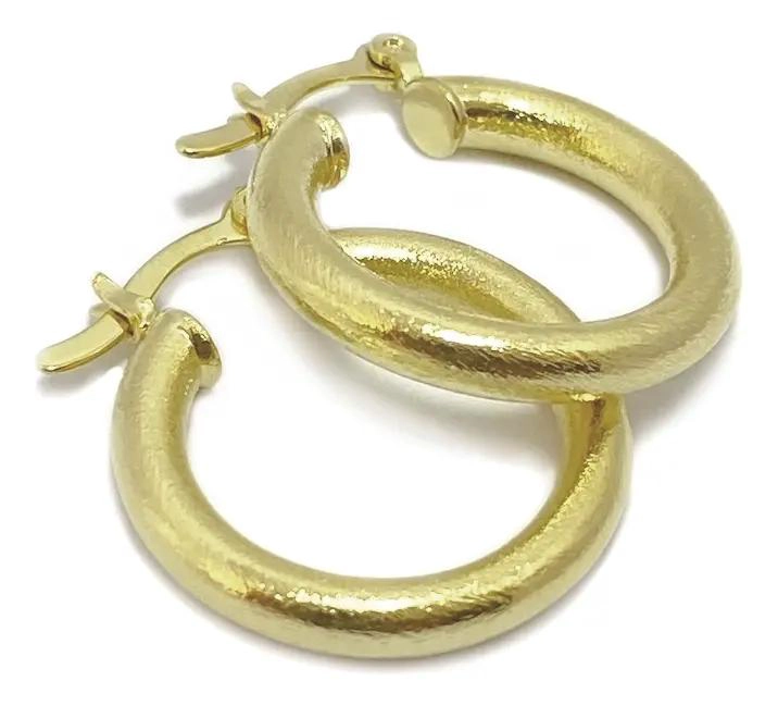 AROS ARGOLLA SATINADA DE 20 MM CON BAÑO DE ORO 18K - 2