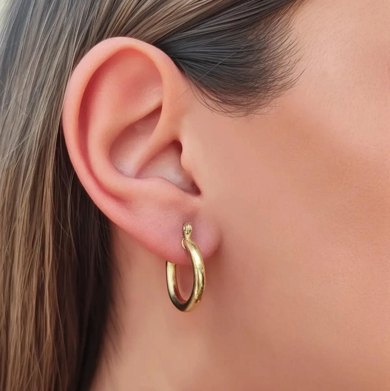 AROS ARGOLLA SATINADA DE 20 MM CON BAÑO DE ORO 18K - 3