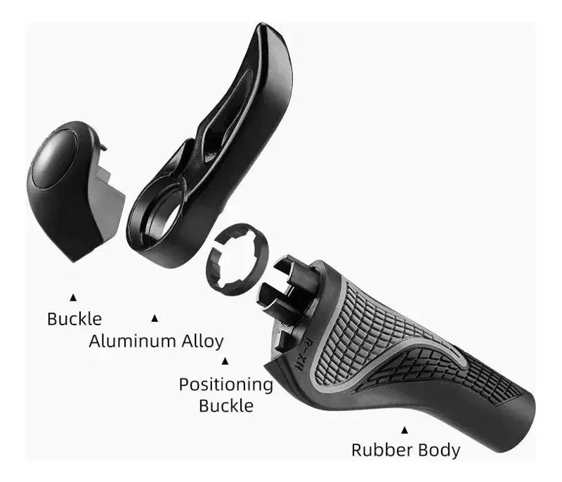 PUÑOS AJUSTABLES CON CUERNOS PARA MANUBRIO DE BICICLETA COLOR NEGRO - 3