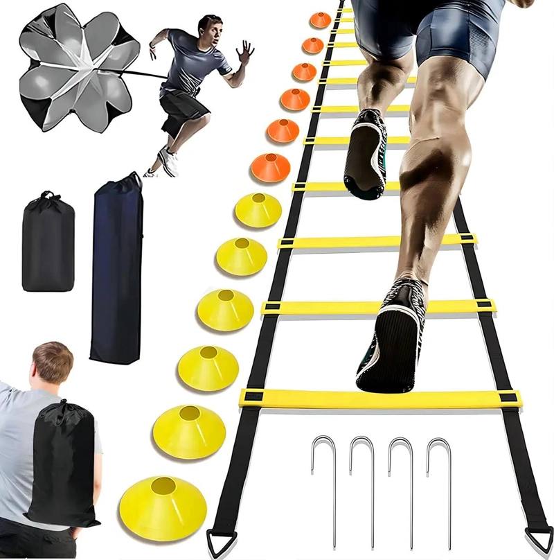 KIT COMPLETO DE ENTRENAMIENTO PARA FUTBOL CON 12 CONOS Y ESCALERA DE AGILIDAD DE - 1