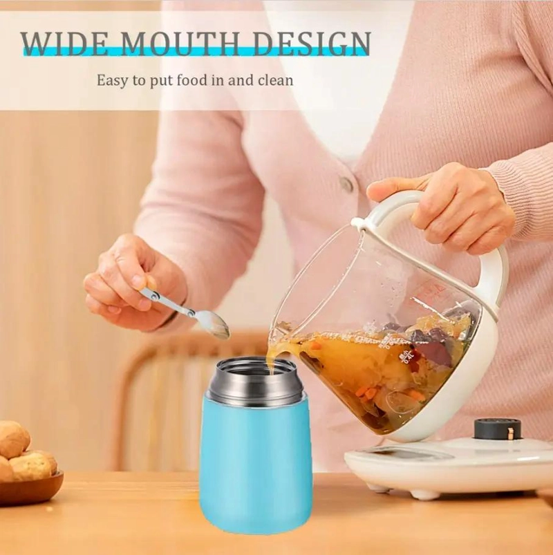 TERMO PARA COMIDA DE ACERO INOXIDABLE CON CAPACIDAD DE 650 ML Y CUCHARA INCLUIDA - 1
