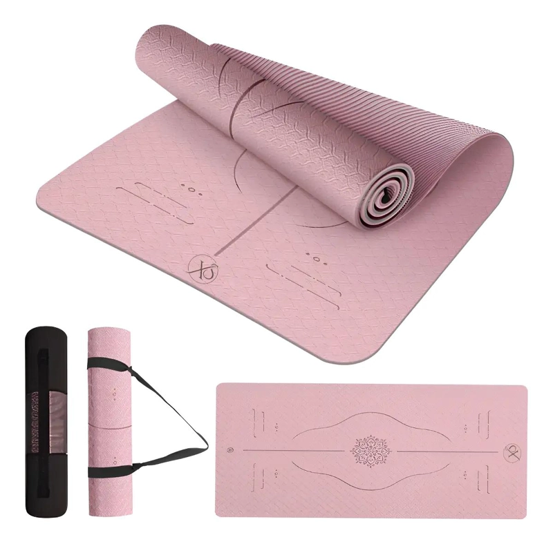 MAT DE YOGA ECOLOGICO DE 6MM CON GUIAS DOBLES Y ACCESORIOS - 1