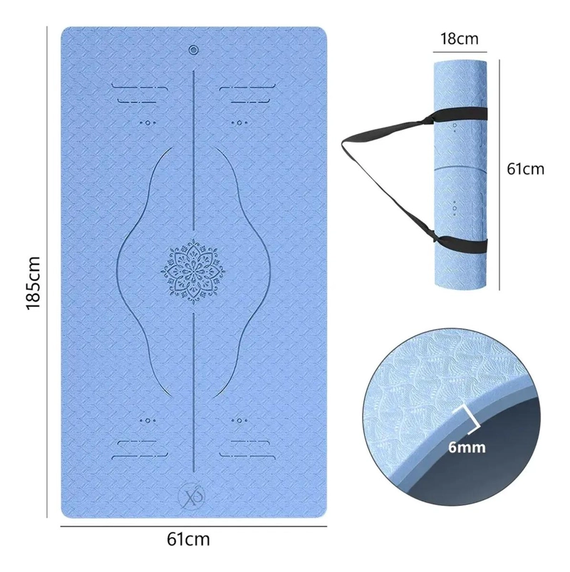 MAT DE YOGA ECOLOGICO DE 6MM CON GUIAS DOBLES Y ACCESORIOS - 2