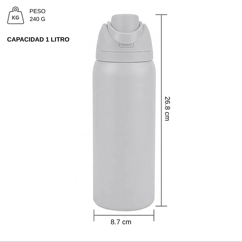 BOTELLA TE RMICA DE ACERO INOXIDABLE 1 LITRO PARA BEBIDAS FRIAS - 4