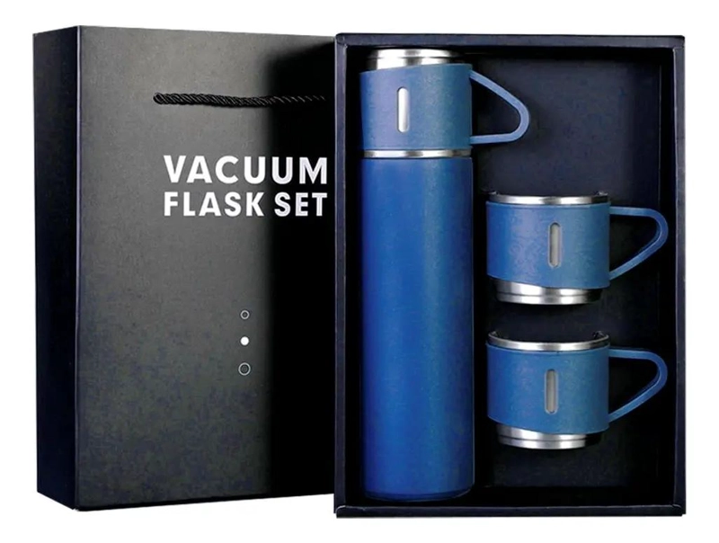 TERMO DE 500 ML CON 3 TAZAS PARA MANTENER TEMPERATURA EN COLOR VERDE - 2