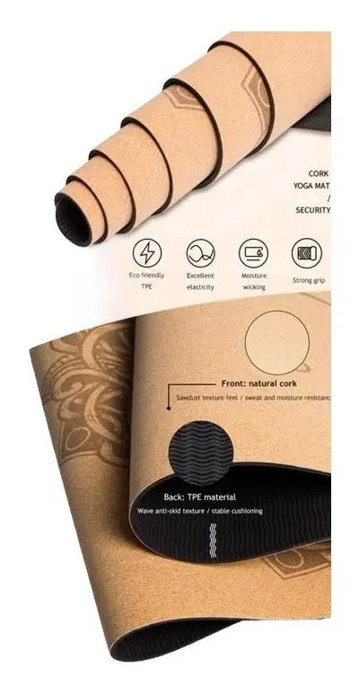 COLCHONETA DE YOGA ECOLOGICA CON SUPERFICIE DE CORCHO Y DISEÑO DE TRES ESFERAS - 3