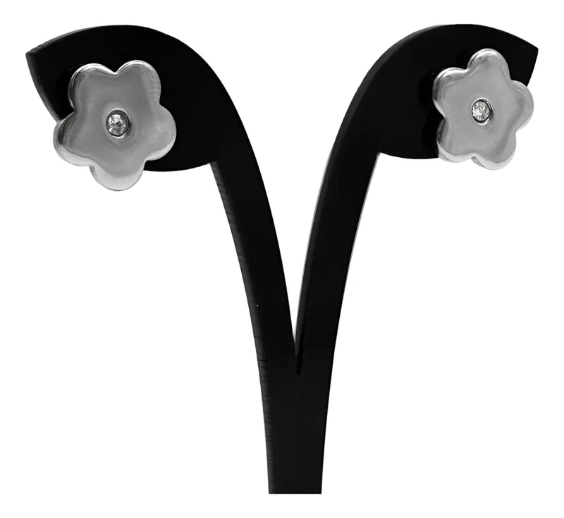 AROS CON TOPE DE ACERO QUIRURGICO DISEÑO FLOR 1 PAR - 1