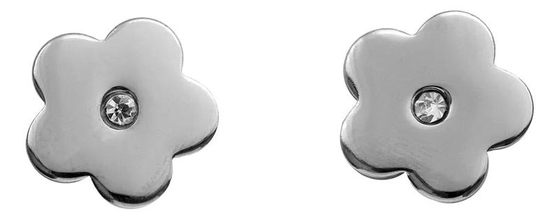 AROS CON TOPE DE ACERO QUIRURGICO DISEÑO FLOR 1 PAR - 3