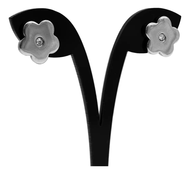 AROS CON TOPE DE ACERO QUIRURGICO DISEÑO FLOR 1 PAR - 5