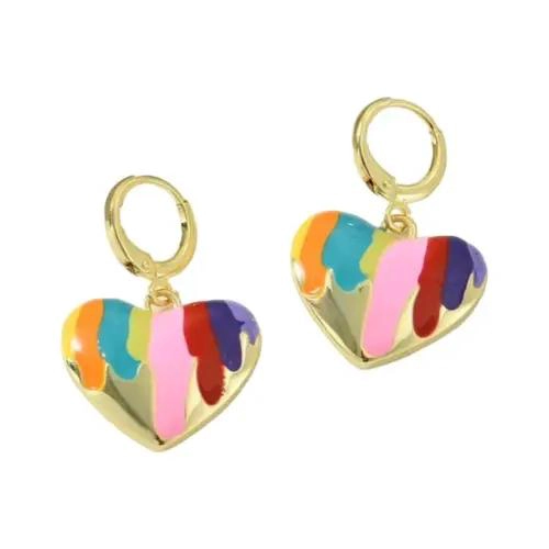 ARETES AROS COLGANTES CON DISEÑO DE CORAZON ELEGANTE Y DELICADO - 1