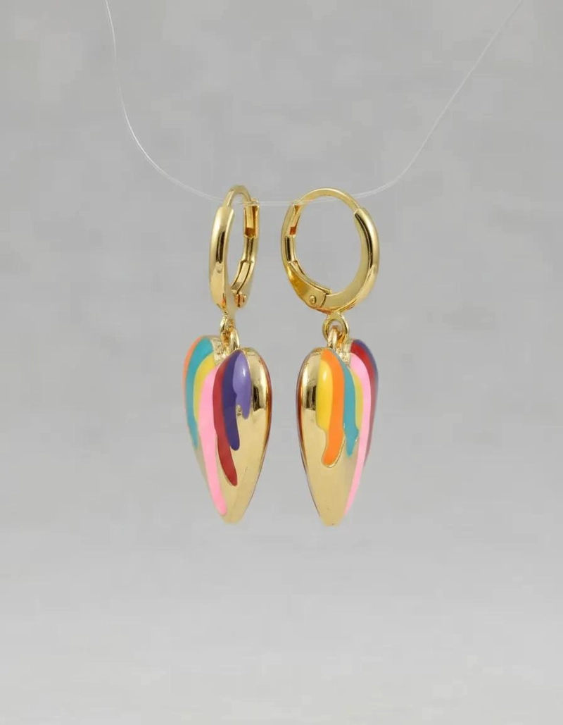 ARETES AROS COLGANTES CON DISEÑO DE CORAZON ELEGANTE Y DELICADO - 5