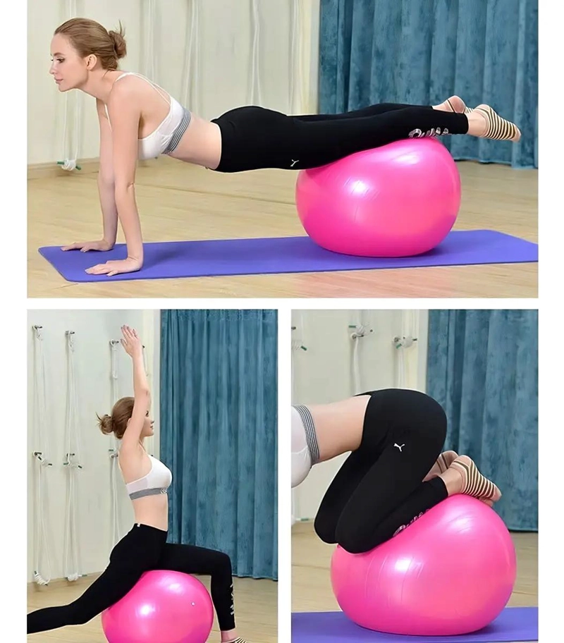 PELOTA DE YOGA ANTIEXPLOSION DE 55 CM EN COLOR ROSA - 4