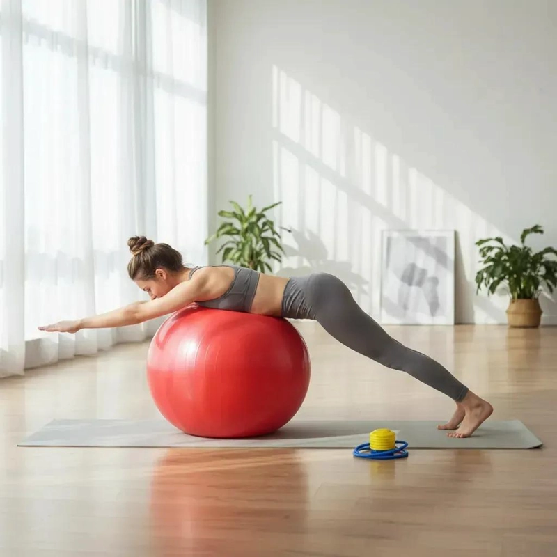 PELOTA DE PILATES 55 CM CON INFLADOR Y MATERIAL RESISTENTE - 2