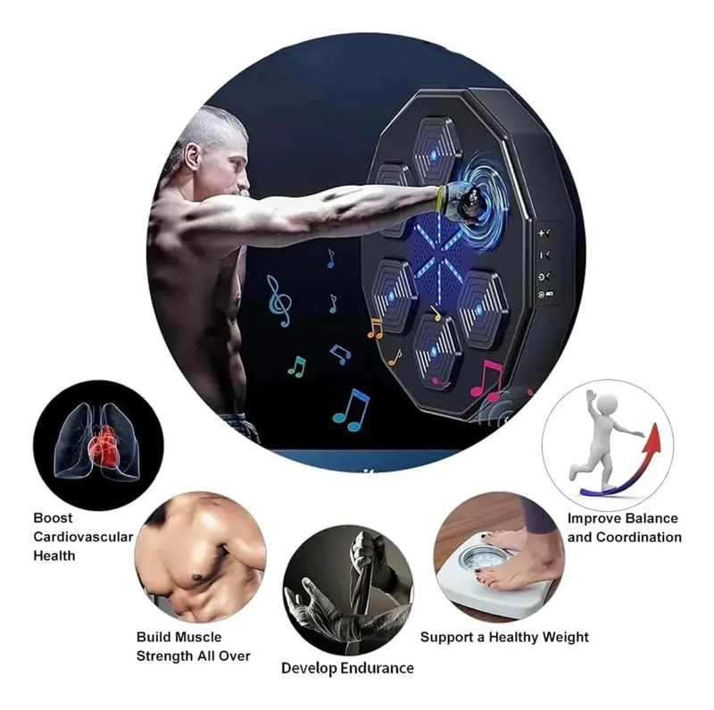 MAQUINA DE BOXEO CON FUNCION MUSICAL BLUETOOTH Y GUANTES INCLUIDOS - 2