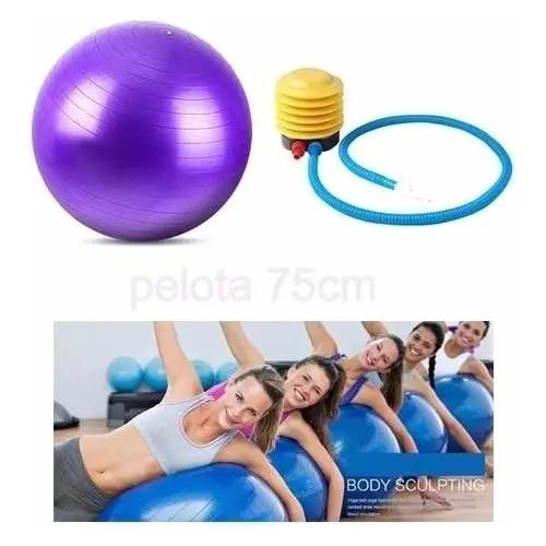 PELOTA DE EJERCICIO DE 75 CM CON INFLADOR PARA YOGA Y PILATES - 4
