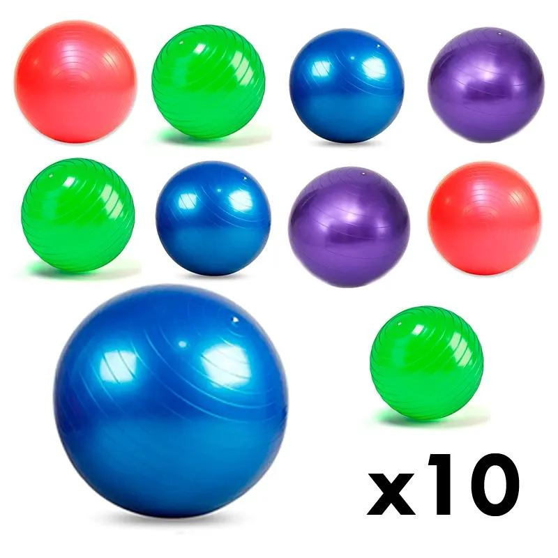 SET DE 10 PELOTAS DE PILATES DE 65 CM CON 10 INFLADORES PARA YOGA - 3