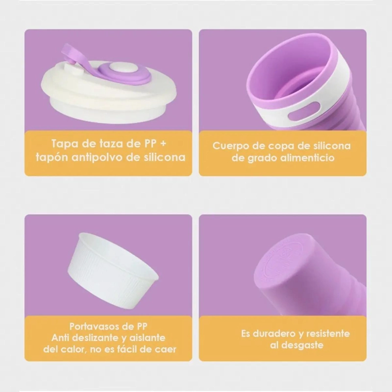VASO TE RMICO PLEGABLE PORTATIL PARA CAFE  CON CIERRE HERME TICO - 4