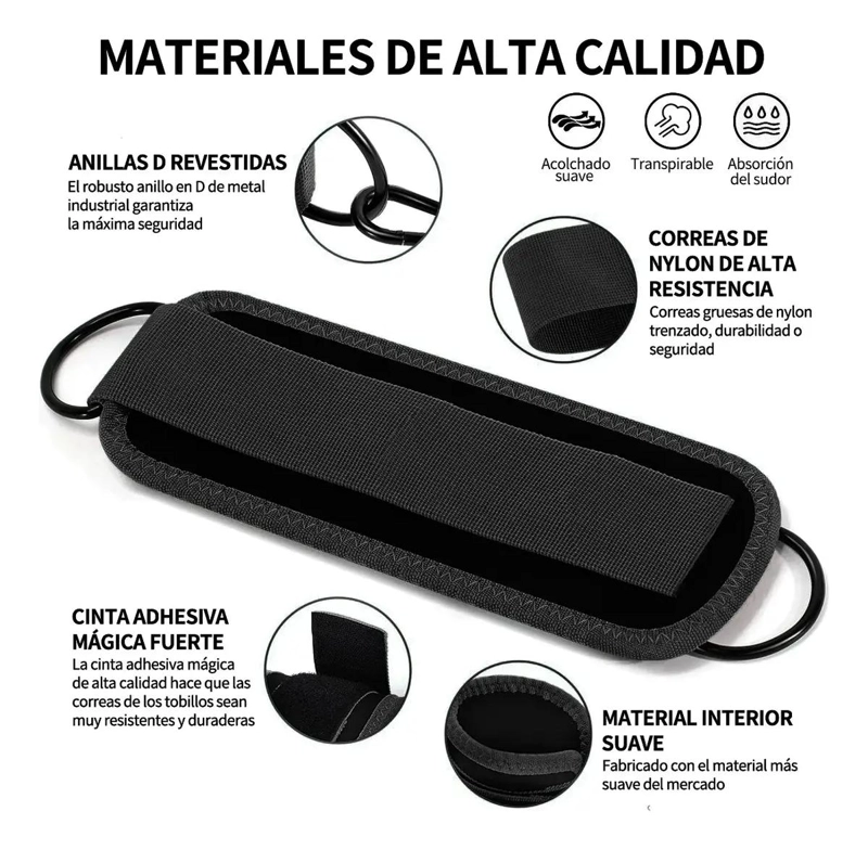 SET DE 5 GRILLETES PARA TOBILLO IDEALES PARA ENTRENAMIENTO DE GLUTEOS Y GIMNASIO - 5