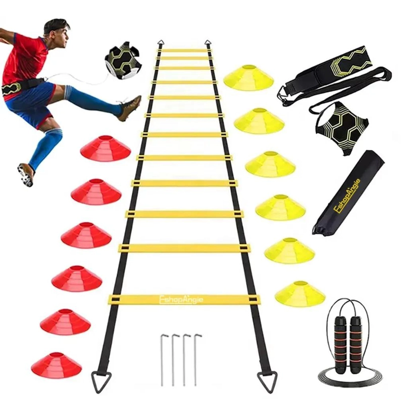 KIT COMPLETO PARA ENTRENAMIENTO DE AGILIDAD CON ESCALERA, CONOS Y CUERDA - 1